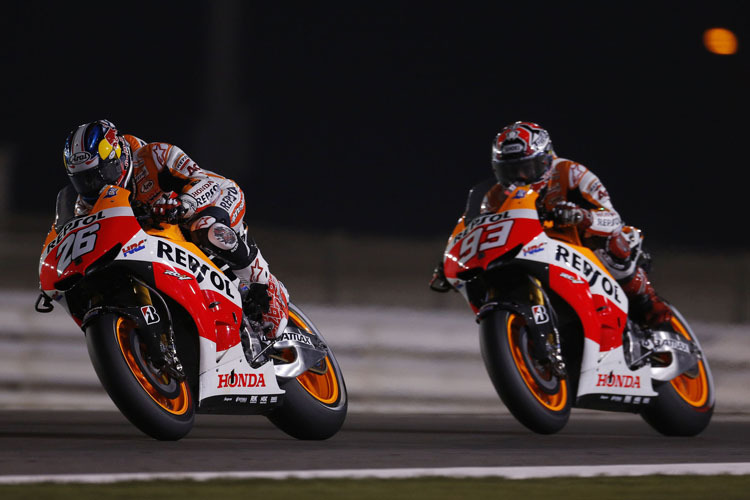 Dani Pedrosa (26) konnte Marc Márquez (93) nicht stoppen