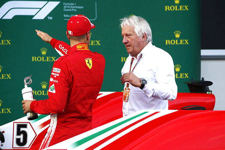 Charlie Whiting mit Sebastian Vettel in Baku 2018