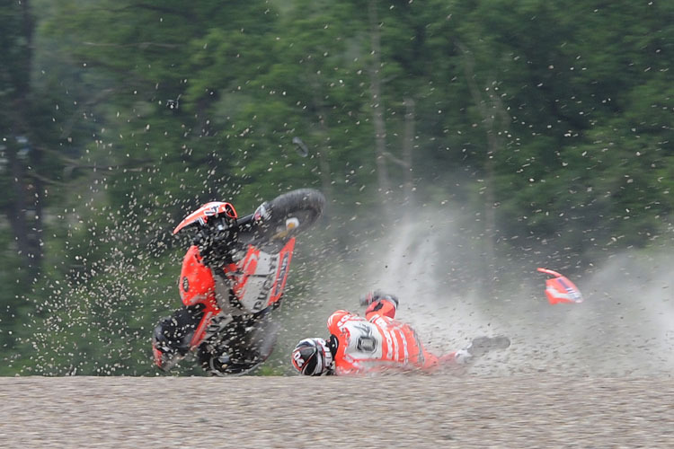 Berüchtigte Kurve 11 auf dem Sachsenring: Auch Andrea Dovizioso stürzte heftig