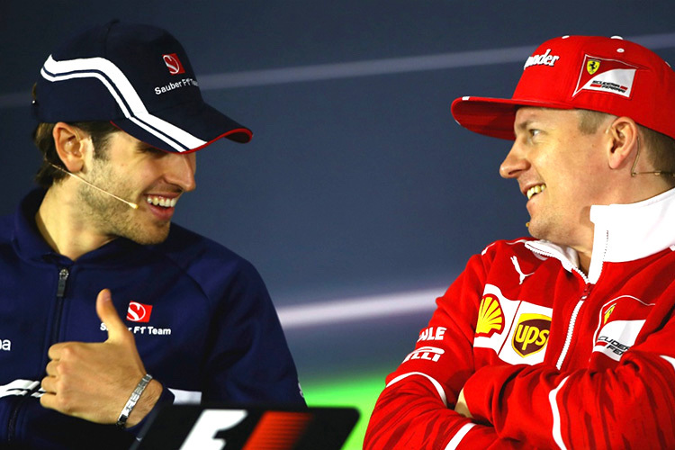 Antonio Giovinazzi und Kimi Räikkönen in China 2017