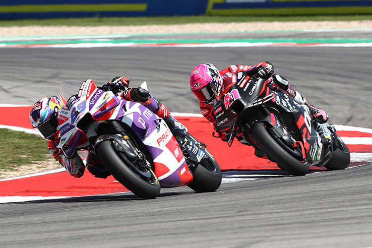 Jorge Martin (89) schnappte Aleix Espargaró (41) im Finish den dritten Platz wieder weg