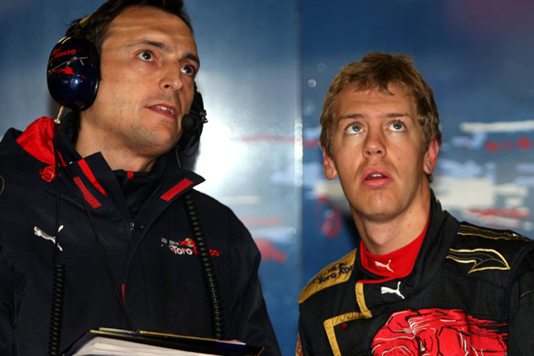 Ricciardo Adami 2008 mit Sebastian Vettel bei Toro Rosso