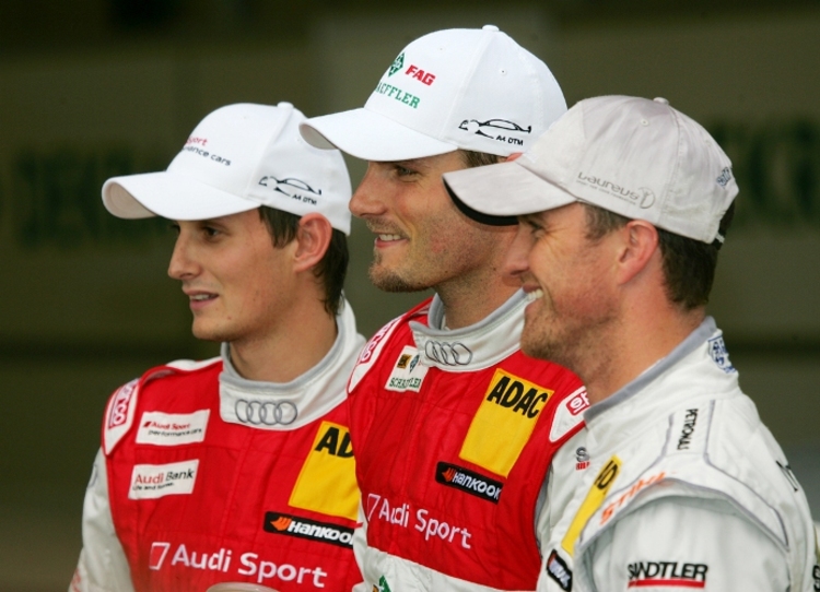 V.l. Oliver Jarvis, Martin Tomczyk, Ralf Schumacher