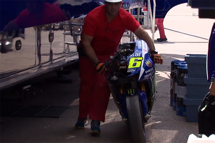 So sah Valentino Rossis Yamaha nach seinem Sturz in Aragón aus
