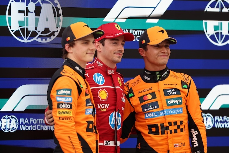 Oscar Piastri, Charles Leclerc und Lando Norris