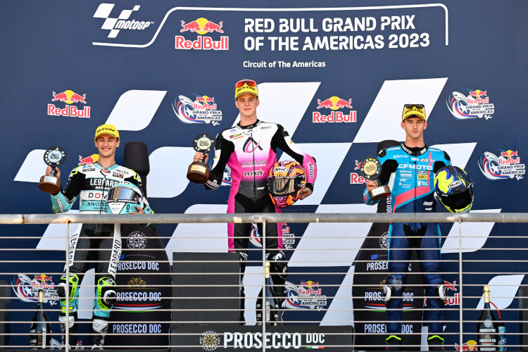 Die Top-3 der Moto3 beim Texas-GP durchliefen den Rookies Cup: Jaume Masia, Ivan Ortolá und Xavier Artigas