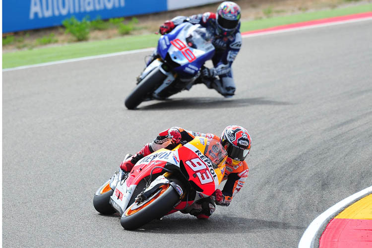 Das Rennen: Marc Márquez führt vor Jorge Lorenzo