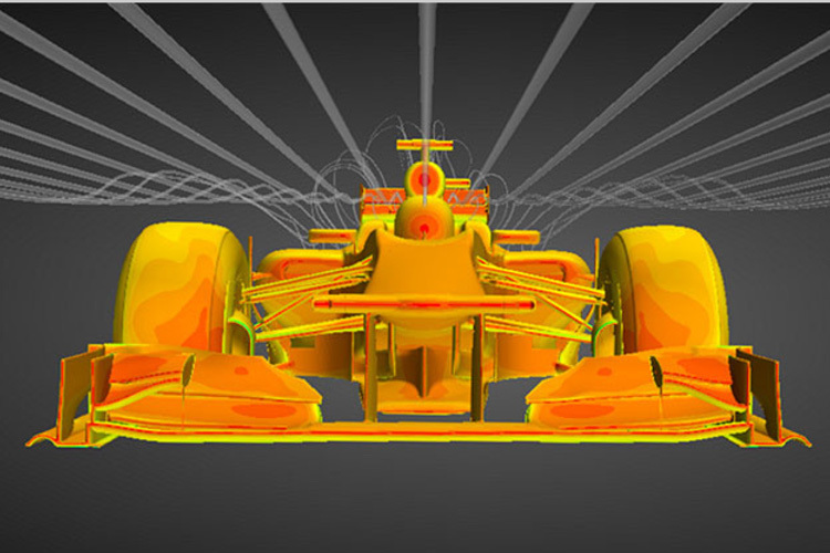 Eine Strömungsstudie für einen Formel-1-Renner