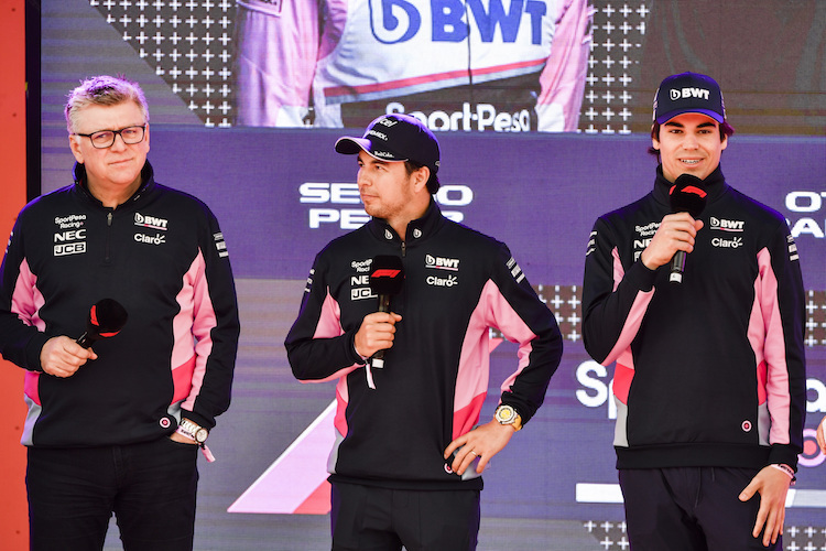 Otmar Szafnauer, Sergio Pérez und Lance Stroll in Melbourne 2019