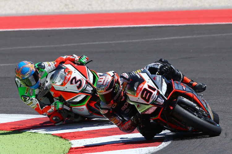 Die Aprilia-Asse Jordi Torres (81) und Max Biaggi