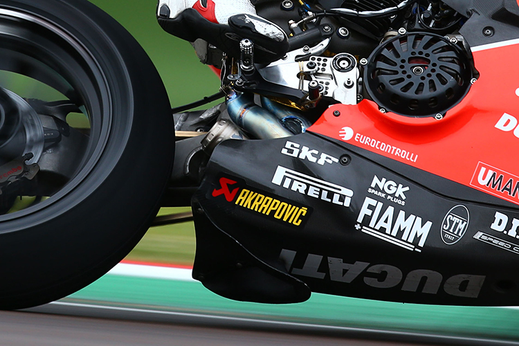 Der In Imola eingesetzte Wasserabweiser am Ducati-Superbike