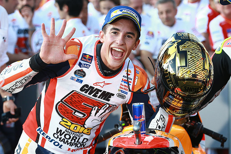 Marc Márquez feierte 2016 seinen fünften Titelgewinn in allen Klassen