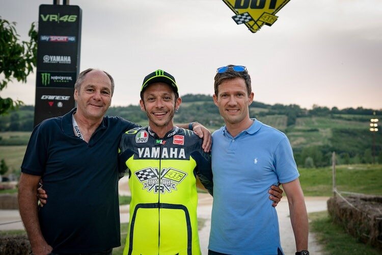 2019 auf der Rossi-Ranch: Gerhard Berger, Valentino Rossi und Sebastien Ogier