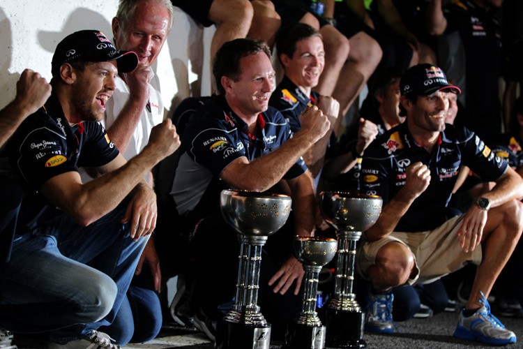 Siegesfeier von Red Bull Racing in der Nacht von Suzuka