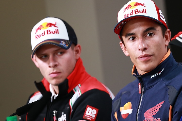 Damals als Kollegen. Während Stefan Bradl für Honda weiterhin als Testpilot aktiv ist, gibt Marc Márquez auf einer Ducati Gas