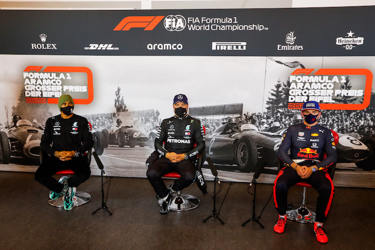 Lewis Hamilton, Valtteri Bottas und Max Verstappen am Nürburgring