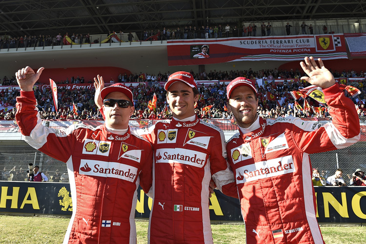 Kimi Räikkönen, Esteban Gutiérrez und Sebastian Vettel in Mugello