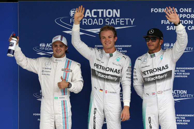 Nico Rosberg (Mitte) ist der Pole-Position-König 2014