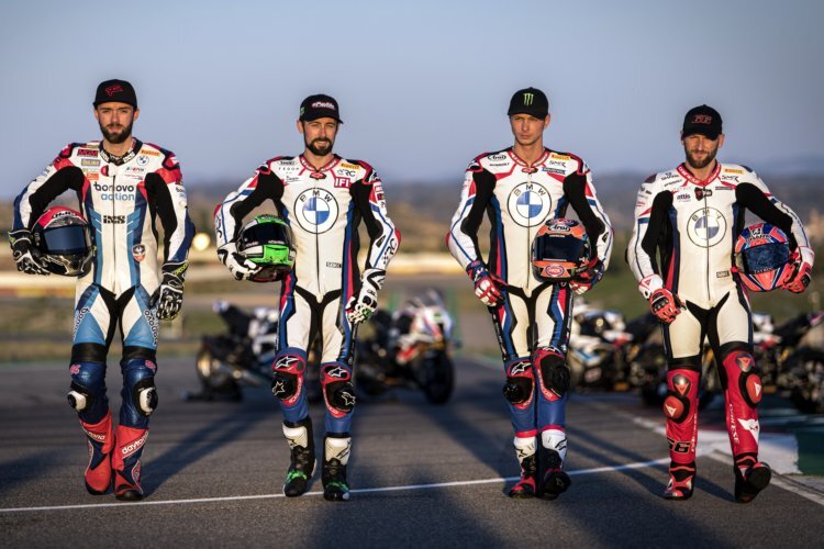 Jonas Folger, Eugene Laverty, Michael van der Mark und Tom Sykes (v.l.)