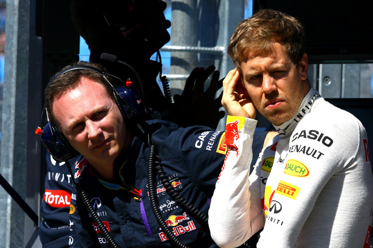 Technik-Pech: Red Bull Racing-Teamchef Christian Horner und Sebastian Vettel
