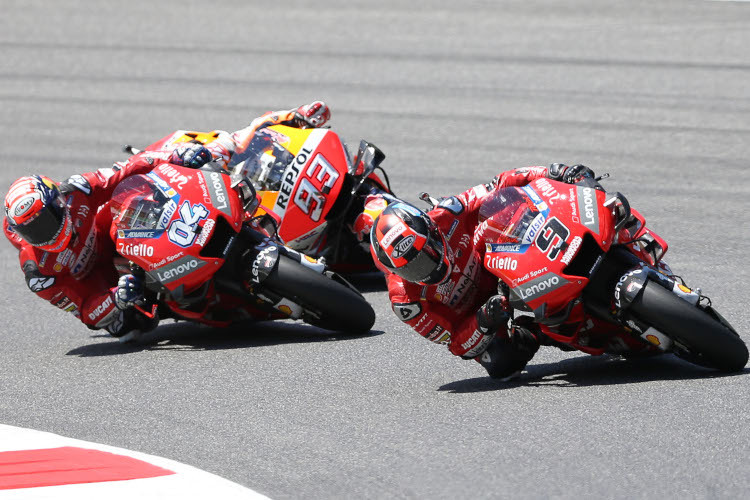 Danilo Petrucci und Andrea Dovizioso nahmen Marc Márquez in Mugello in die Zange