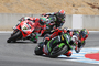 So sah es im Ziel 2017 selten aus: Tom Sykes vor Chaz Davies und Johnny Rea