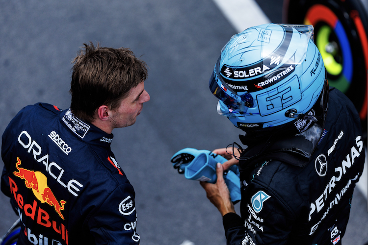 Max Verstappen mit George Russell