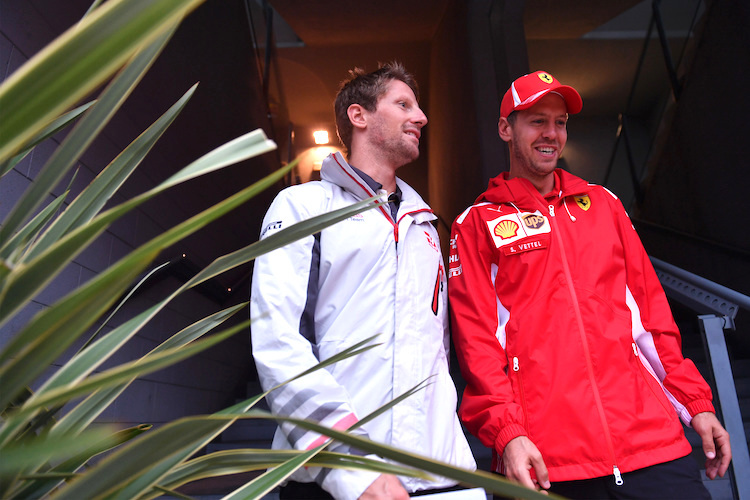 Romain Grosjean und Sebastian Vettel