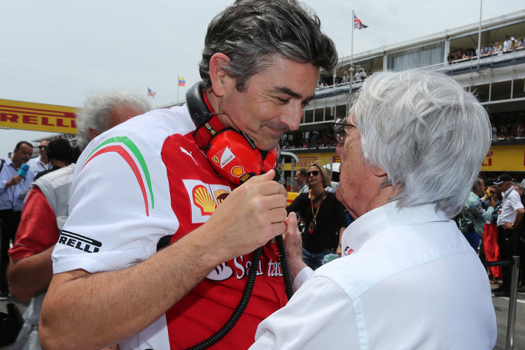 Ferrari-Teamchef Marco Mattiacci mit Formel-1-Promoter Bernie Ecclestone