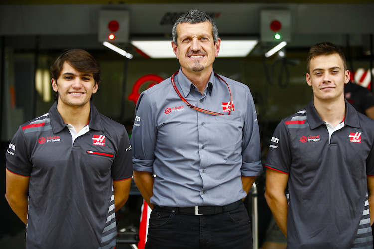 Günther Steiner mit Pietro Fittipaldi und Louis Delétraz