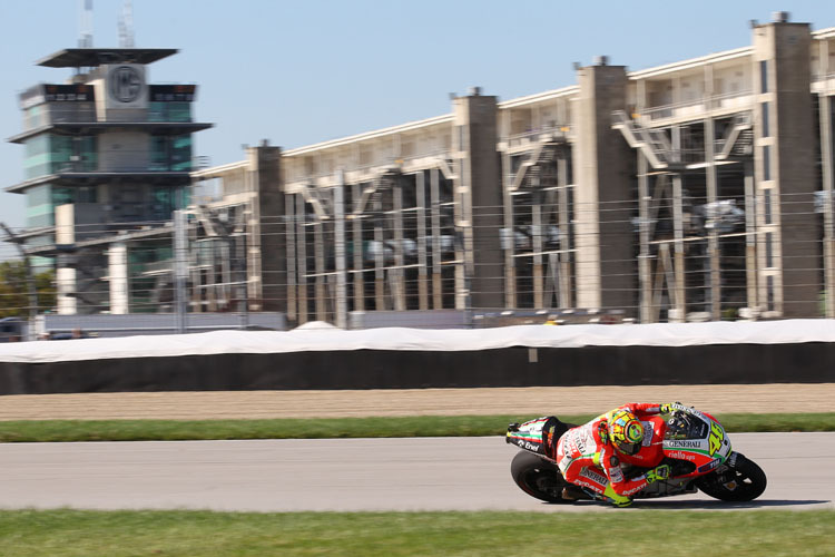 Rossi auf der Ducati 2012 in Indy: drei Podestplätze in zwei Jahren