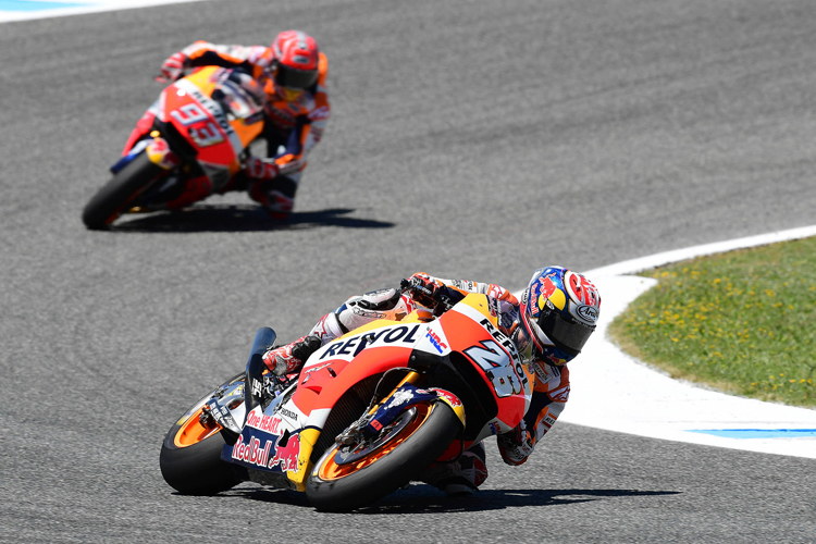 Dani Pedrosa konnten den Vorsprung auf Marc Márquez das ganze Rennen konstant halten