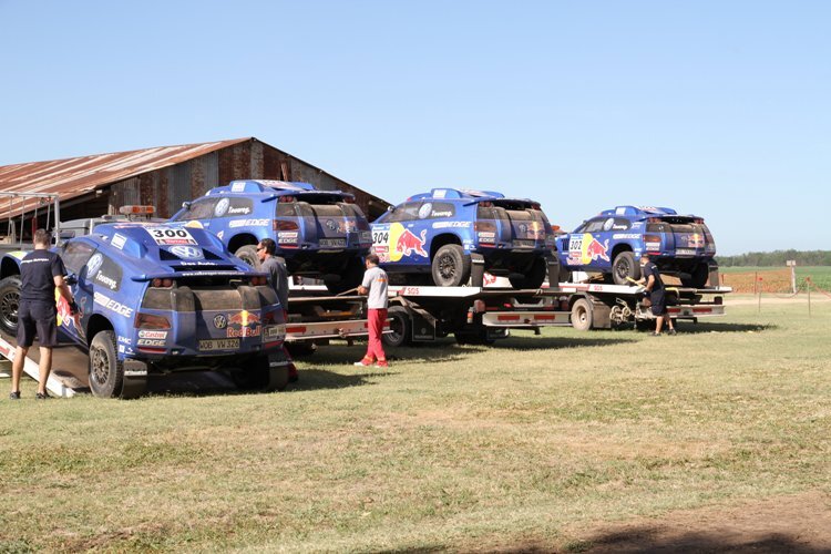 Die vier VW Touareg 3 für die Dakar 2011