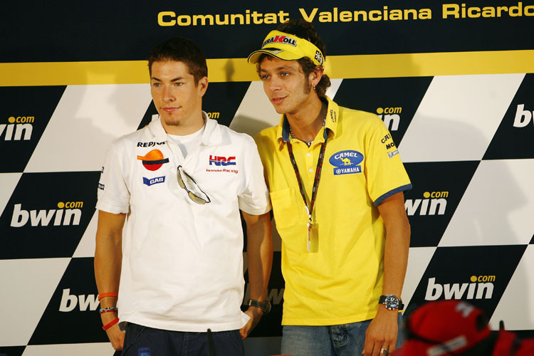 Die WM-Rivalen vor dem Showdown 2006: Nicky Hayden gegen Valentino Rossi (re.)