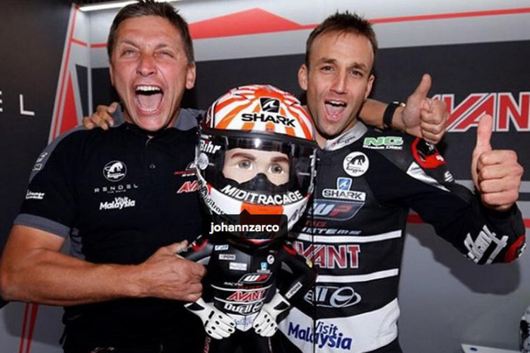 Manager Laurent Fellon mit Weltmeister Johann Zarco