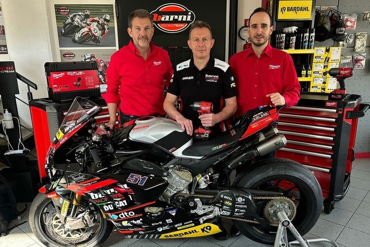 Marco Barnabo und sein Ducati-Team ab Misano mit Milwaukee-Werkszeug