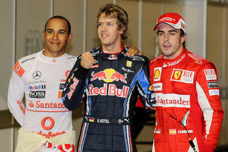 Die drei Schnellsten im Quali: Hamilton, Vettel und Alonso