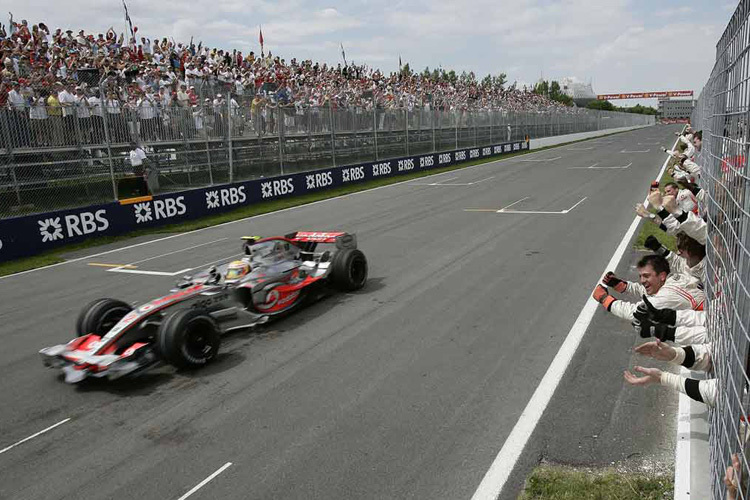 Lewis Hamilton bei seinem ersten GP-Sieg, in Montreal 2007