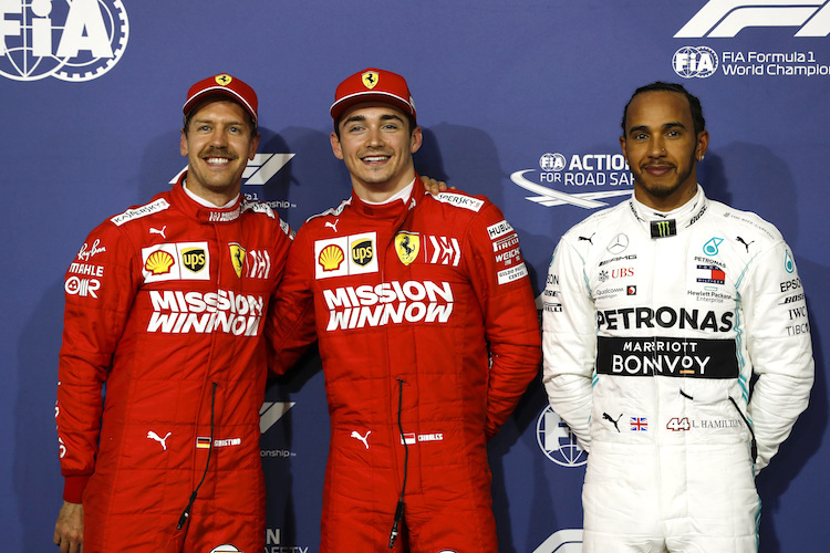 Sebastian Vettel, Charles Leclerc und Lewis Hamilton