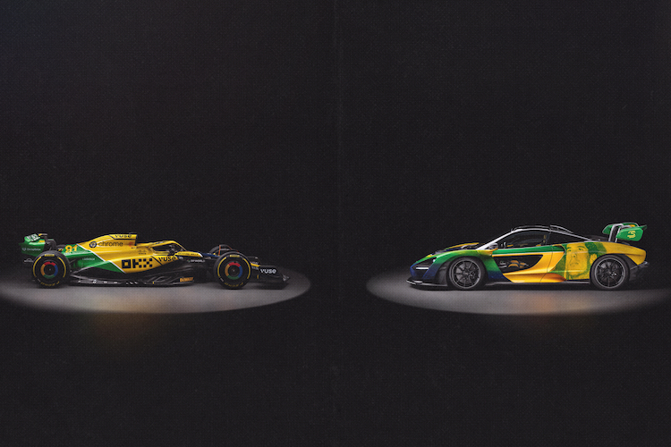 Die McLaren-Speziallackierung zu Ehren von Ayrton Senna wurde von dessen Helm-Design inspiriert