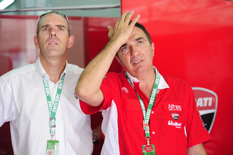 Ducati-Manager Ernesto Marinelli (li.) mit Althea-Teamchef Genesio Bevilacqua