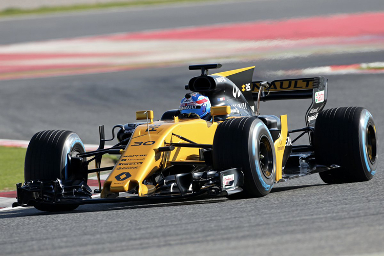 Jolyon Palmer durfte auf dem Circuit de Barcelona-Catalunya den Renault RS17 zum ersten Mal ausfahren