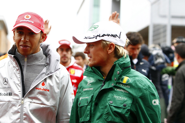 Kovalainen (re.) mit Ex-Teamkollege Hamilton