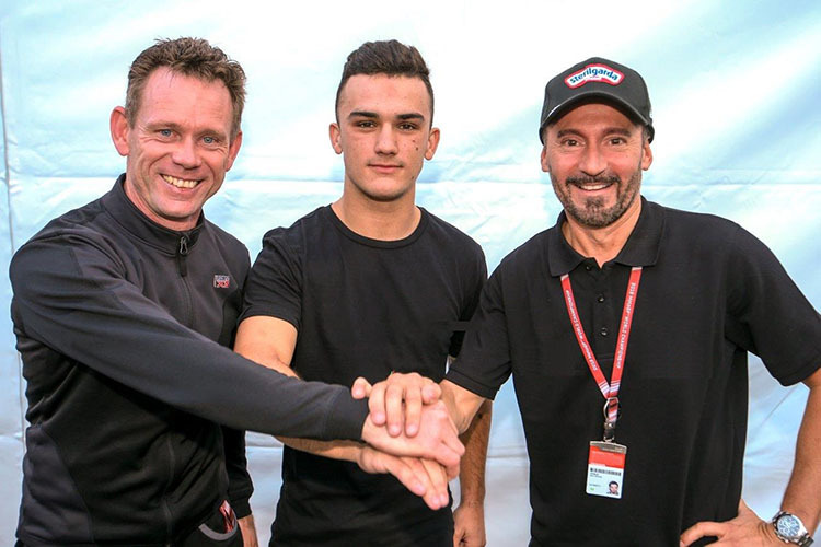 Peter Öttl, Aron Canet und Max Biaggi