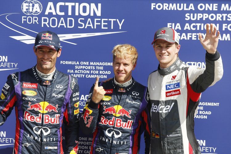 Pole-Position für Vettel, dahinter Webber und Hülkenberg