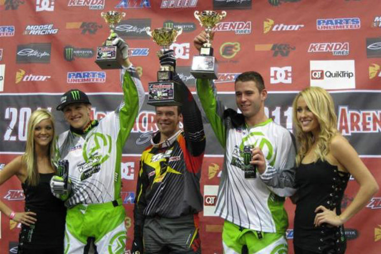 Arenacross Podium mit Johnson, Gibson und Bowers