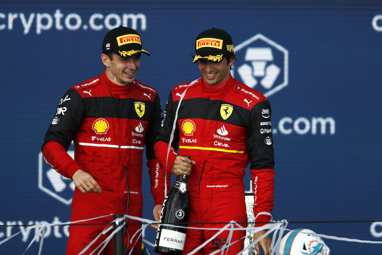 2022 beendeten beide Ferrari-Piloten das Rennen in Miami auf dem Podest