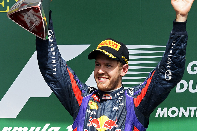 Sebastian Vettel feiert den Sieg in Kanada