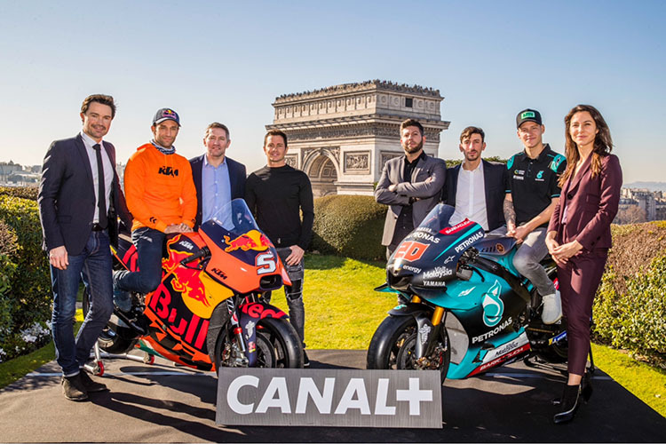 Neben Zarco und Quartararo kam auch Randy de Puniet zur Vorstellung von «canal+»