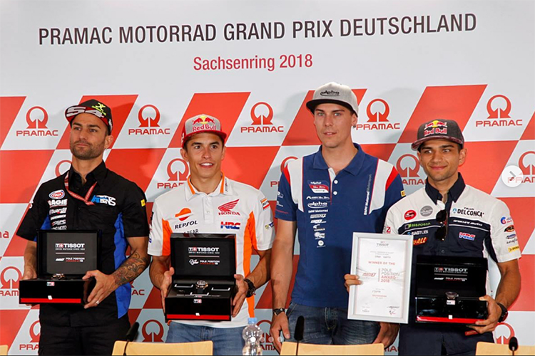 Mattia Pasini, Marc Márquez, Markus Reiterberger und Jorge Martin